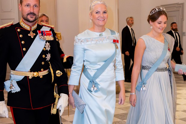 Princess Ingrid Alexandra with her parents Crown Prince Haakon and Crown Princess Mette-Marit attend the 18th birthday celebrations for Denmark's Prince Christian in 2023.