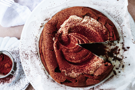 Helen Goh’s flourless chocolate crater cake.