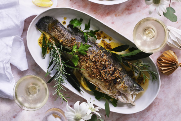 Adam Liaw's barbecued Murray cod with savoury brandy butter