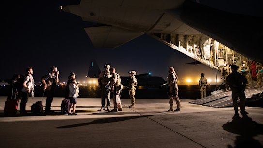 The first Australian Defence Force evacuation flight out of Kabul.