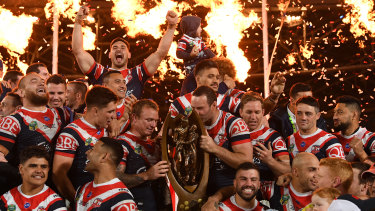 Grand moment: The Roosters set ANZ stadium alight with their scintillating display in this year's grand final.