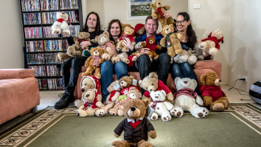 The Anthoney family (from left) Jarrett, Nalani, Steve and Yvonne with Dainere's collection of Myer Christmas Bears.