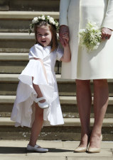 Princess Charlotte with the Duchess of Cambridge after the church service.
