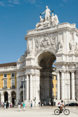 No place for triumphalism: the Praça do Comércio arch in Lisbon, Portugal. Portugal's recovery is real but fragile as growth is stalling and wages are stagnant. 