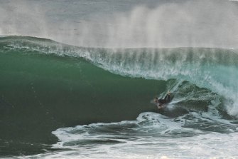 Big swell is back: Waves at Avalon Beach on Thursday.