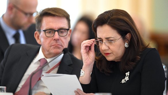 Then director-general of the Department of the Premier and Cabinet Dave Stewart with then premier Annastacia Palaszczuk in 2018. 