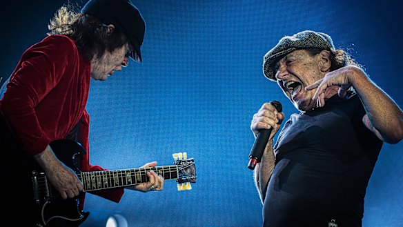 AC/DC’s Angus Young and Brian Johnson.
