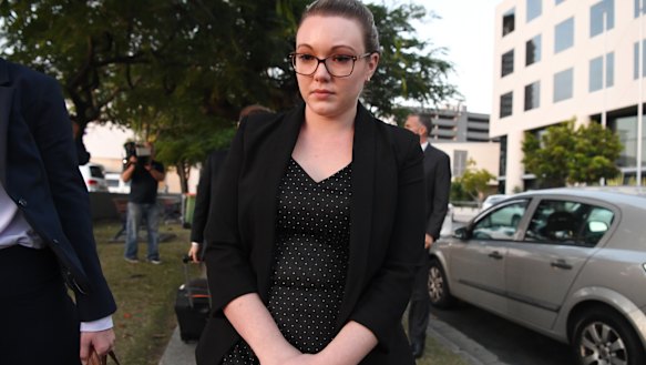 Thunder River Rapids Ride operator Courtney Williams leaves the inquest on Wednesday.