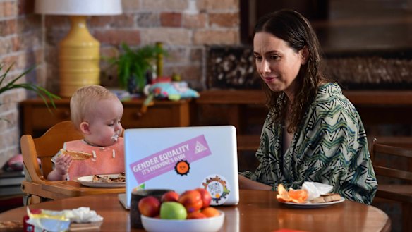 Alison Bell plays the frazzled new mother Audrey in The Letdown.