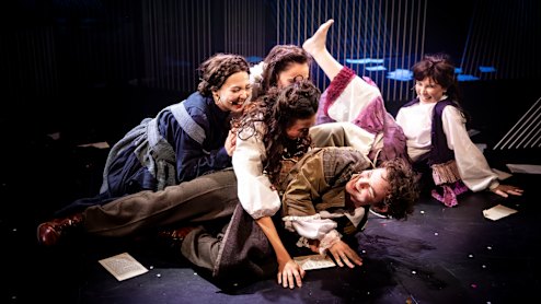 Molly Bugeja, Kaori Maeda-Judge, Madeleine Betts, Lawrence Hawkins and Shannen Alyce Quan in Little Women.