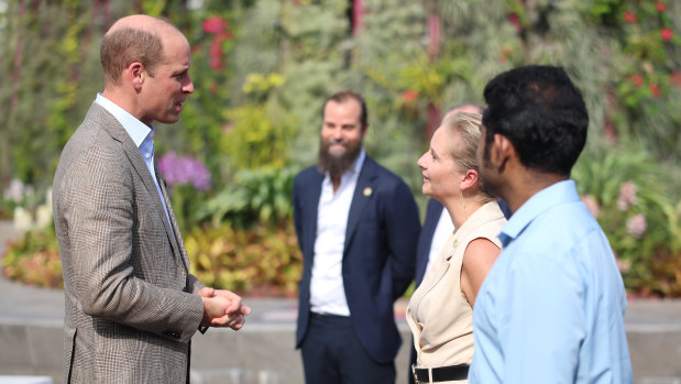 Prince William with Sea Forest founder Sam Elsom (second from left) and other Earthshot Prize finalists at Singapore’s Gardens by the Bay.