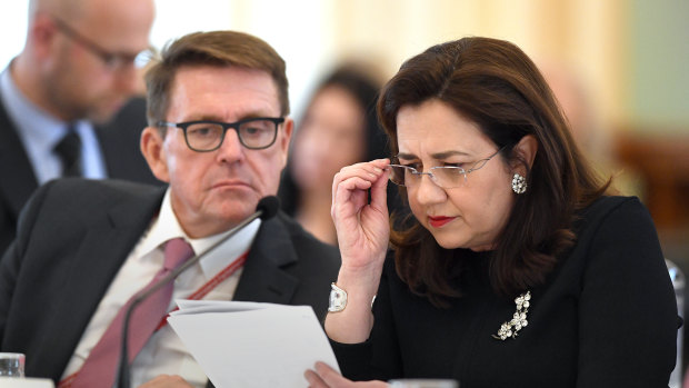 Then director-general of the Department of the Premier and Cabinet Dave Stewart with then premier Annastacia Palaszczuk in 2018. 