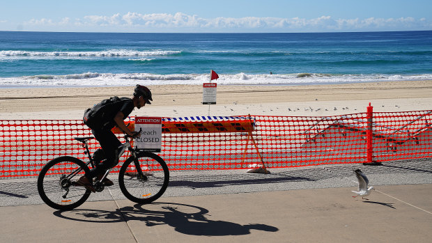 Surfers Paradise Beach remained closed in April.