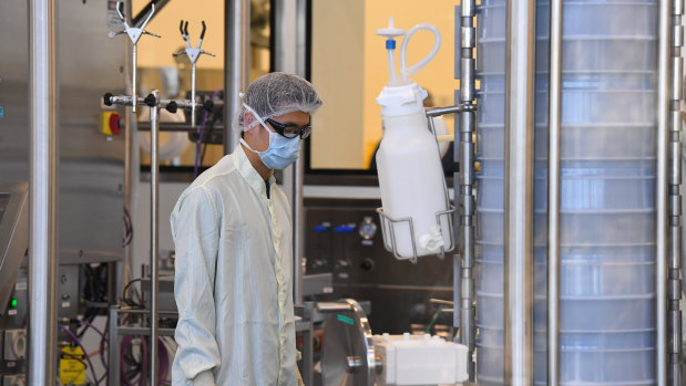 Scientists are seen at work inside of the CSL Biotech facility in Melbourne. 