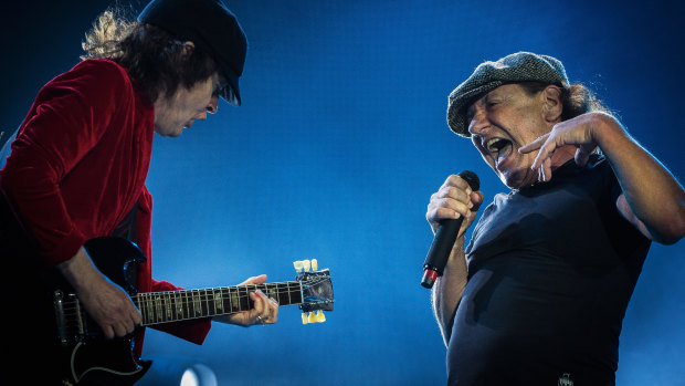 AC/DC’s Angus Young and Brian Johnson.