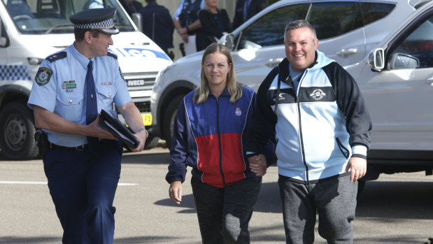 Jacinta Laverance's parents Mark and Belinda wait to be reunited with their daughter.