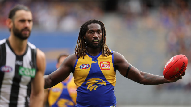 Solid as a rock: Nic Nat was influential around the ground for West Coast. 