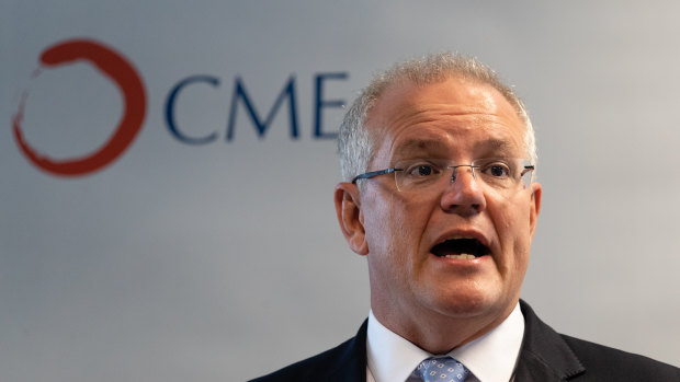 Prime Minister Scott Morrison at an International Women's Day event at the Chamber of Minerals and Energy.