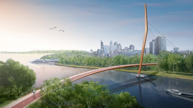 A new pedestrian bridge has been planned, linking Heirisson Island to Victoria Park.