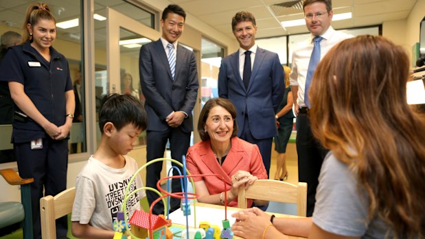 Premier Gladys Berejiklian at St George Hospital's children's ward.