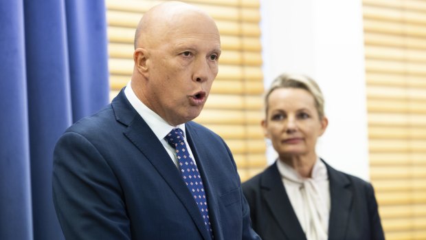 Liberal party leader Peter Dutton and deputy leader Sussan Ley.