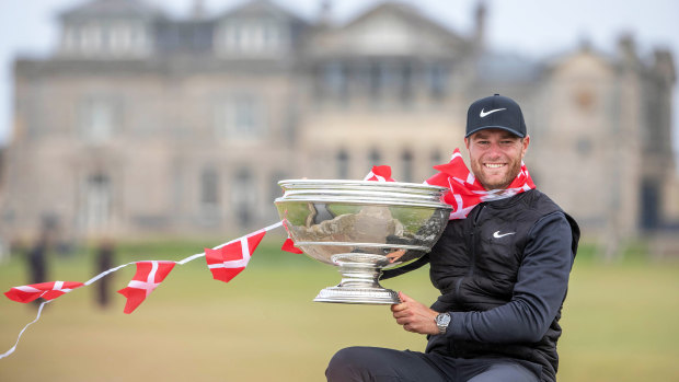 Glee: Denmark's Lucas Bjerregaard was thrilled to secure his second European Tour title.