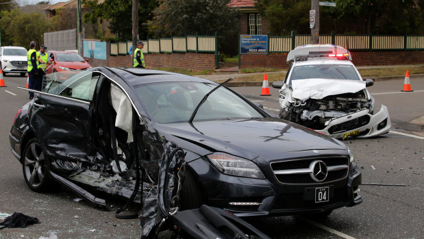 The scene of the crash in Cronulla that left Gai Vieira fighting for life. 