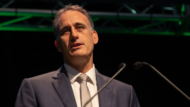 Wesfarmers Managing Director Rob Scott speaks during the Wesfarmers 2018 annual general meeting in Perth.