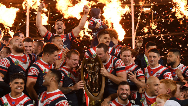Grand moment: The Roosters set ANZ stadium alight with their scintillating display in this year's grand final.