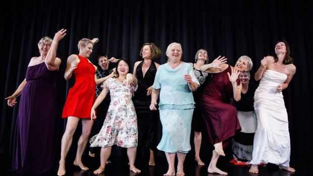 Participants in <i>Happiness Is ....</i>,  the finale of Canberra Dance Theatre's 2018 production of the same name. 