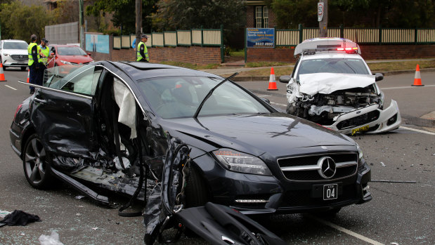 The scene of the crash in Cronulla that left Gai Vieira fighting for life. 