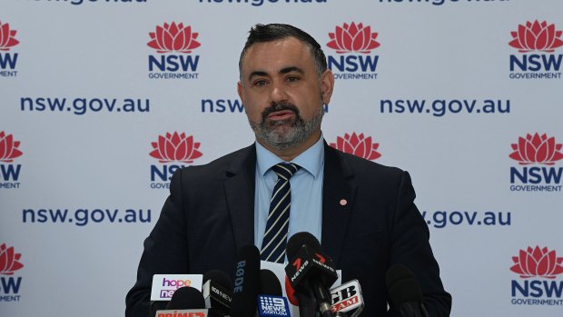 NSW Deputy Premier John Barilaro at Wednesday’s COVID-19 briefing.