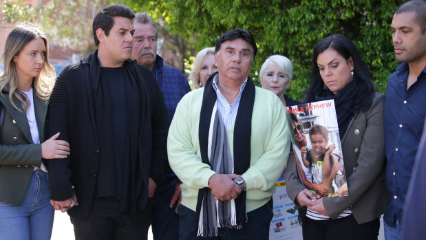 The Vieira family speaking to the media outside St George Hospital last month.