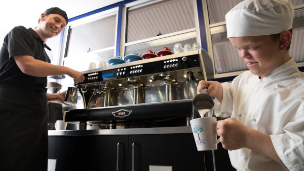 Georges River College hospitality students Tristan Rothwell, left, and Jackson Hall Best, who hopes to own his own cafe. 