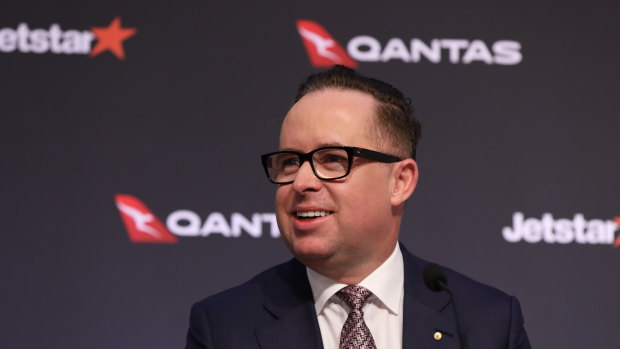 Qantas CEO Alan Joyce, pictured on Thursday, said state borders should be permanently open by April.  