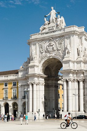 No place for triumphalism: the Praça do Comércio arch in Lisbon, Portugal. Portugal's recovery is real but fragile as growth is stalling and wages are stagnant. 