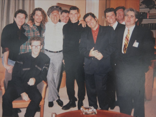 INXS and manager Chris Murphy (far right) with Prime Minister Bob Hawke in the PM's office, 1988. 