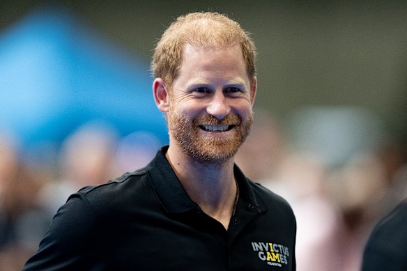 Prince Harry in Birmingham on Friday at a Pickleball event for the Invictus Games.