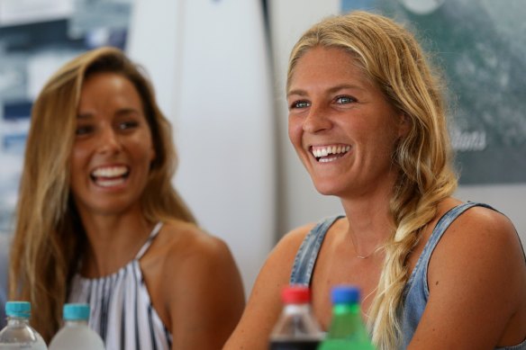 Stephanie Gilmore (right) and Sally Fitzgibbons have locked in Olympic places at the Tokyo Games.