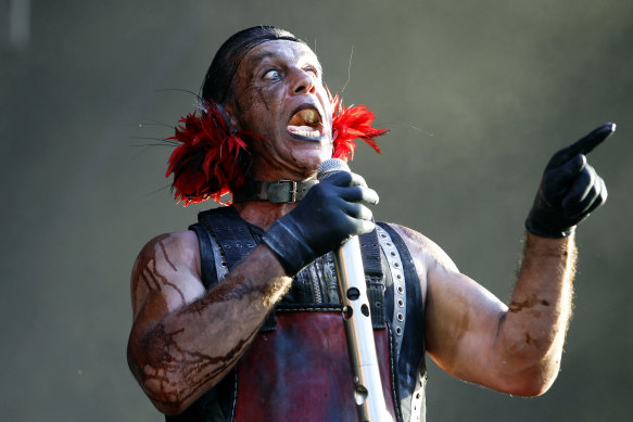 Till Lindemann, lead singer of German industrial metal band Rammstein, performs in Melbourne in 2011. 