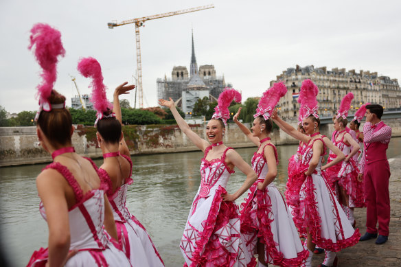 Actors perform during the opening ceremony of the 2024 Summer Olympics.