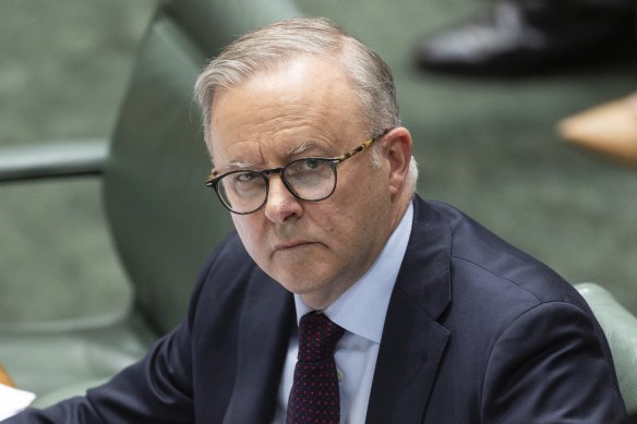 Prime Minister Anthony Albanese during question time today.