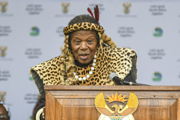 Mangosuthu Buthelezi in 2022 in Durban, South Africa.