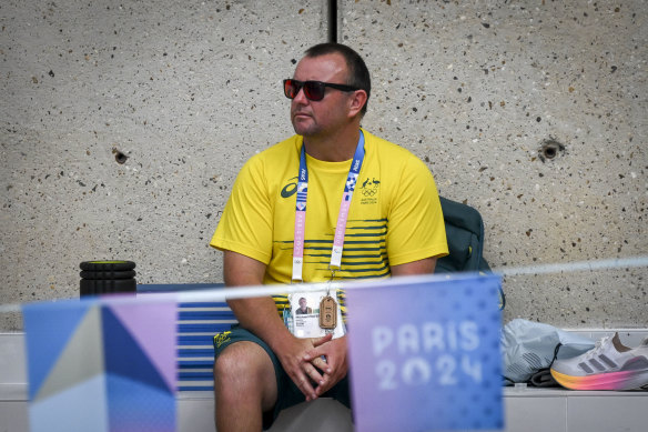 Australian coach Michael Palfrey at training on Thursday. 
