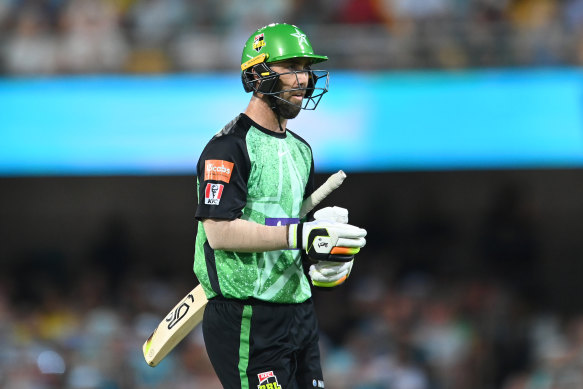 Glenn Maxwell after being dismissed during the Stars’ season-opening BBL loss to the Heat.