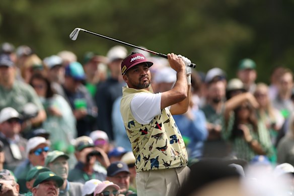 Jason Day during a practice round at Augusta National on Monday (Tuesday, AEST).
