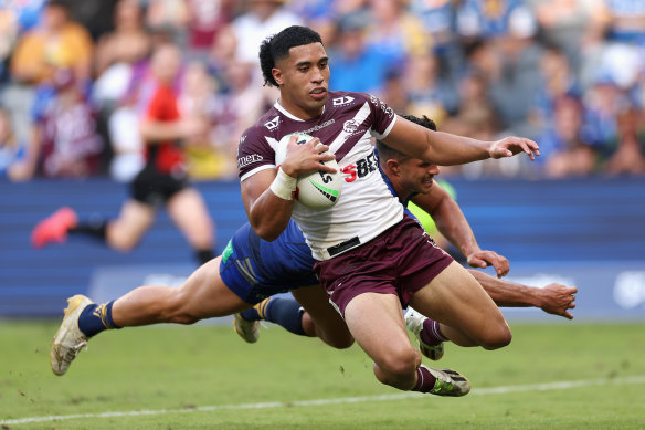 Tolutau Koula in action against the Eels.