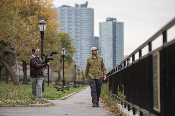 Jeremy Workman filming Green 
for the documentary The World Before Your Feet.