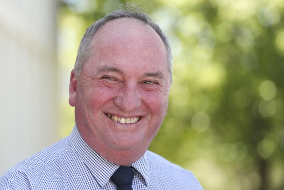 Deputy Prime Minister Barnaby Joyce addresses the media during a doorstop interview ahead of a Nationals party room meeting.