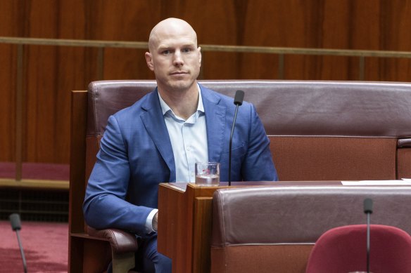 Senator David Pocock in parliament.